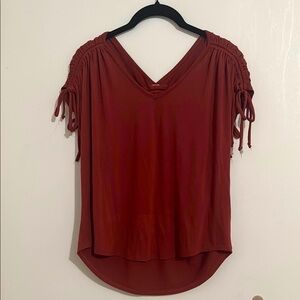 Anthropologie Ruched Sleeve Top - XS
